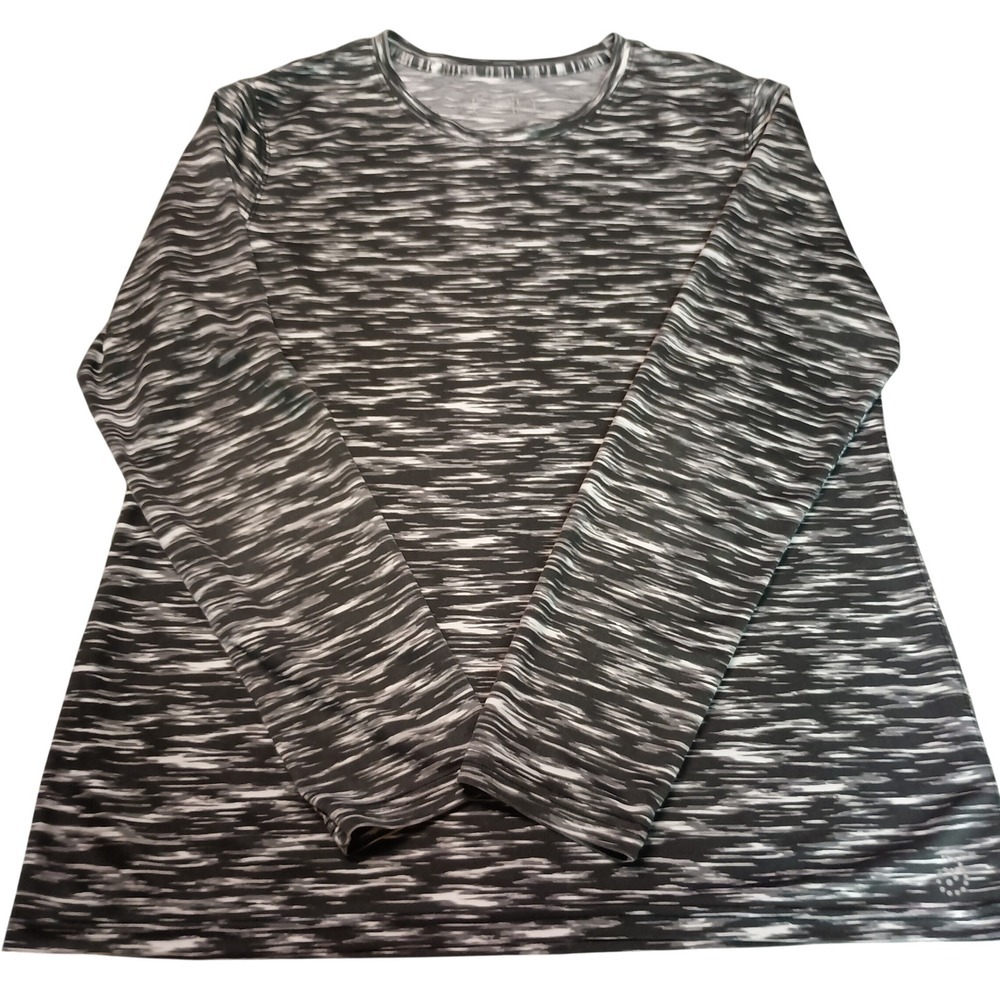 Be Inspired Womens Long Sleeve Athletic Top‎ Heathered Black White Size L